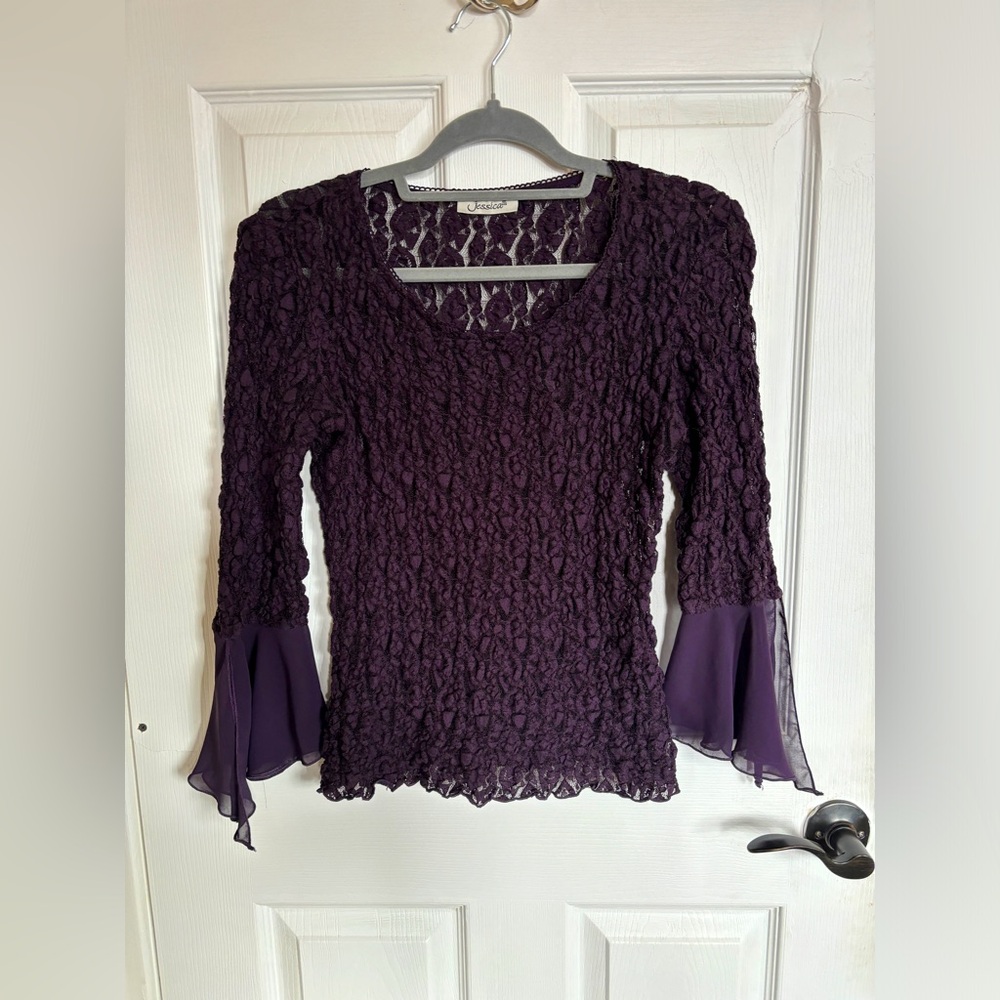 sheer bell sleeve top size sm/medium bell sleeves